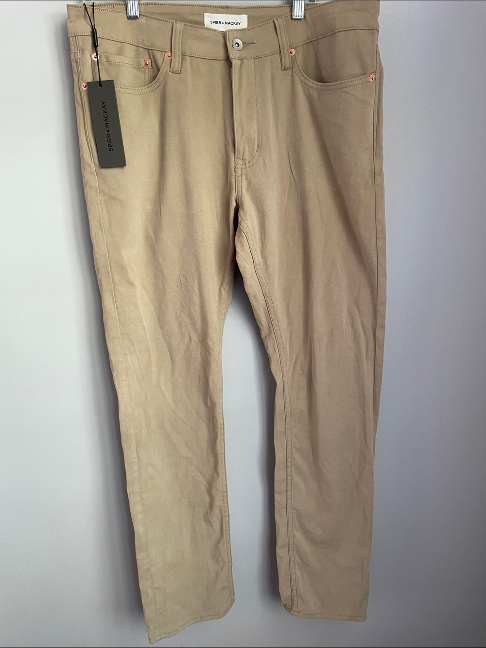 New Spier & Mackay Men's 5 Pocket Contemporary Khaki Stretch Brushed Twill Pants
